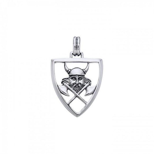 Face the real battle ~ Sterling Silver Viking Warrior Shield Pendant Jewelry TPD865