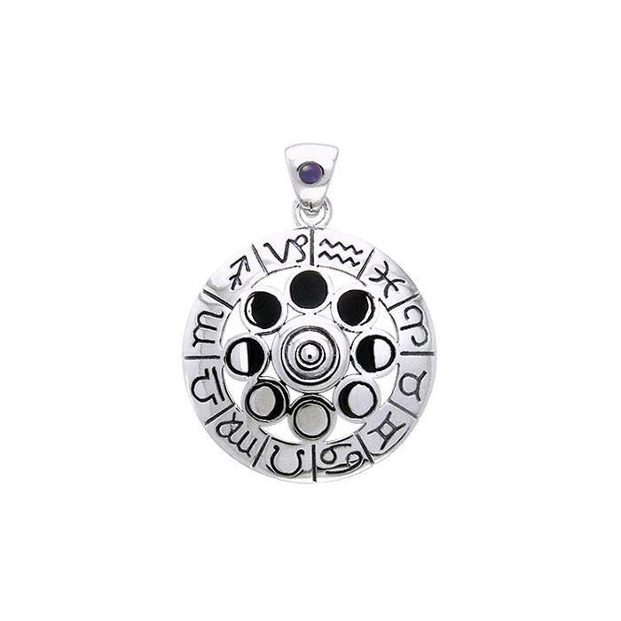 Zodiac Symbol Wheel Silver Pendant TPD876 - Wholesale Jewelry