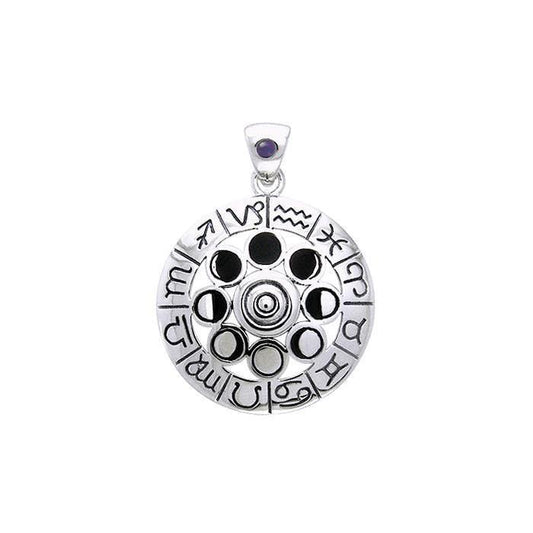 Zodiac Symbol Wheel Silver Pendant TPD876 - Wholesale Jewelry