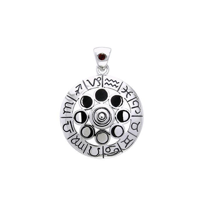 Zodiac Symbol Wheel Silver Pendant TPD876