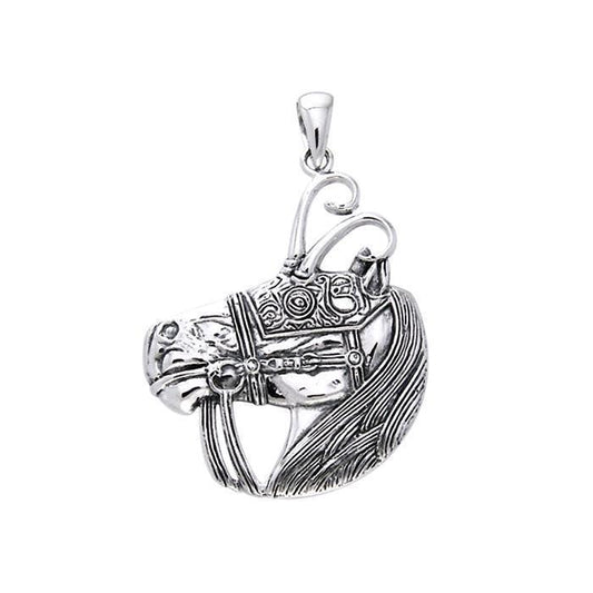 Viking Warrior Horse Silver Pendant TPD973