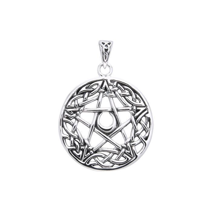 Celtic Knotwork Pentacle Silver Pendant TPD975