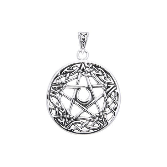 Celtic Knotwork Pentacle Silver Pendant TPD975