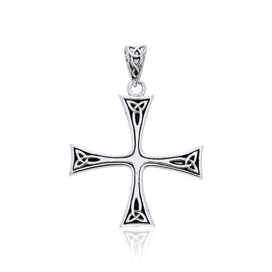 Celtic Trinity Knot Cross Silver Pendant TPD987