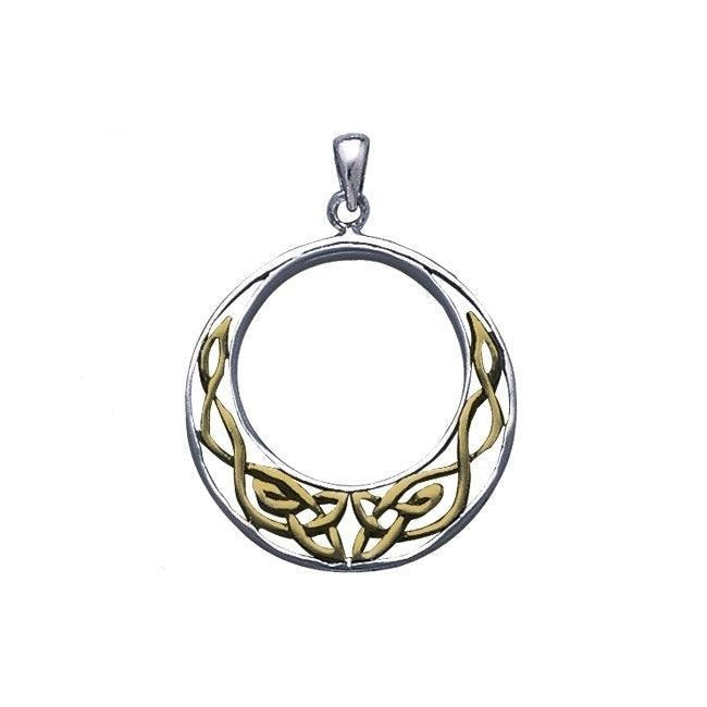 Celtic Knotwork Silver and 14K Gold Accent Pendant TPV154