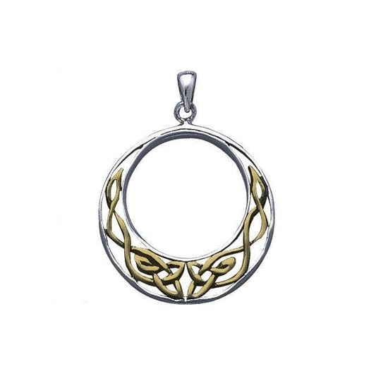 Celtic Knotwork Silver and 14K Gold Accent Pendant TPV154