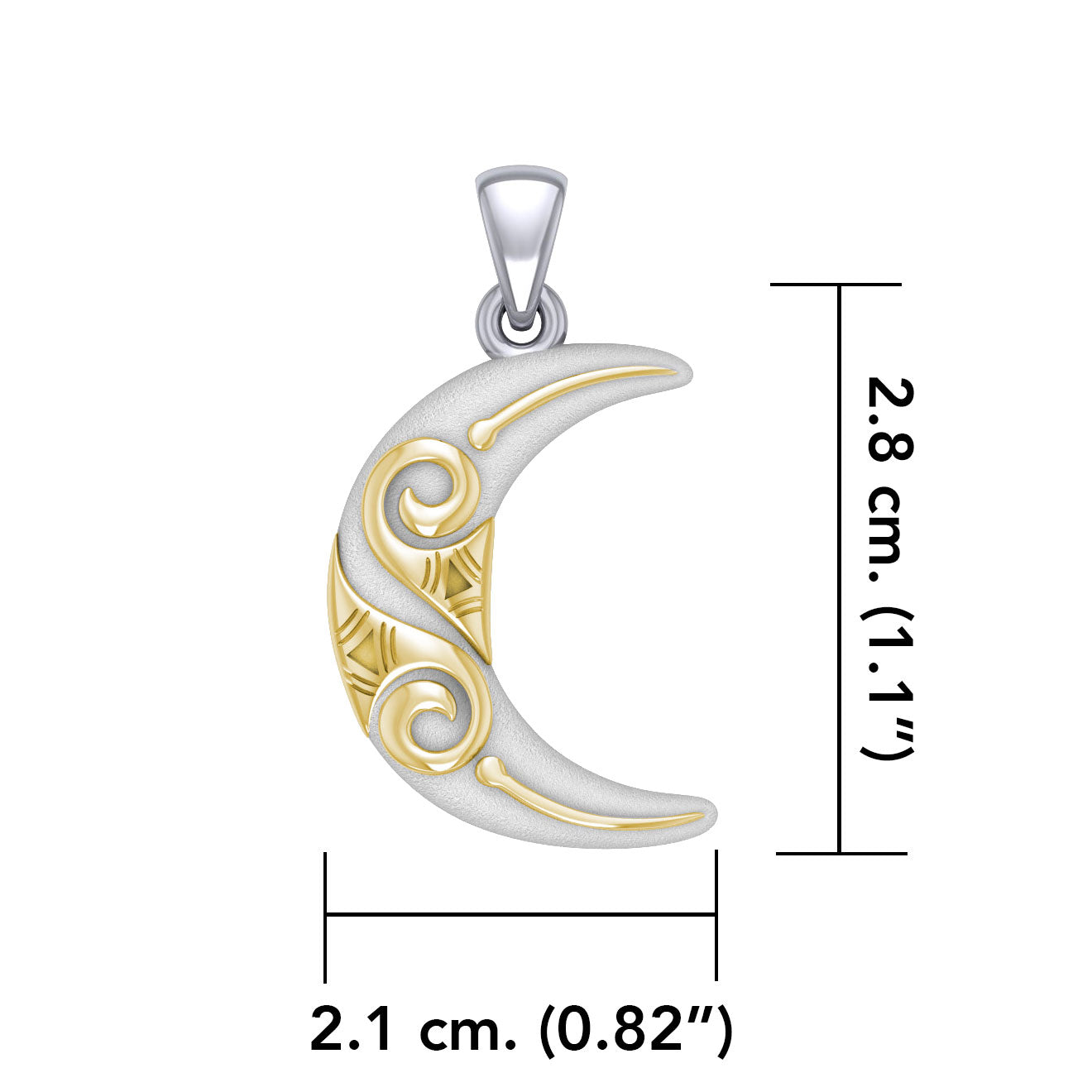 Spiral Crescent Moon Sterling Silver and 14K Gold Accent Pendant by Courtney Davis TPV3411
