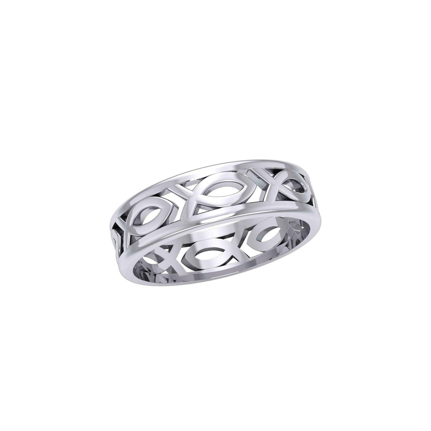 Silver Ichthus Jesus Christian Fish Ring TR1036 - peterstone.dropshipping
