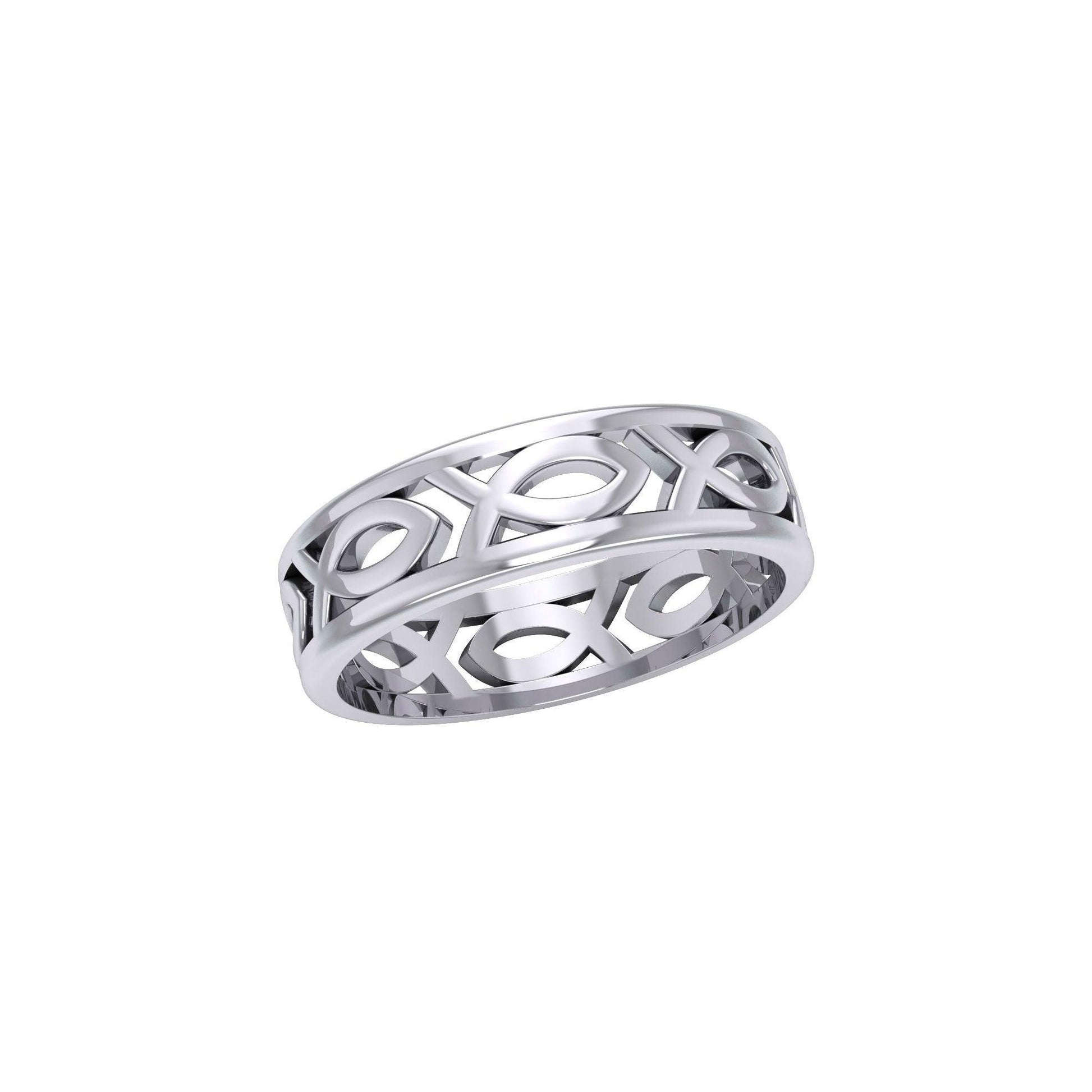 Silver Ichthus Jesus Christian Fish Ring TR1036 - peterstone.dropshipping