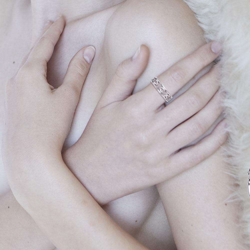 Silver Ichthus Jesus Christian Fish Ring TR1036 - peterstone.dropshipping