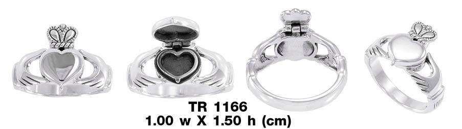 Irish Claddagh Silver Poison Ring TR1166
