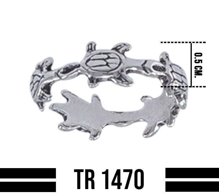 Bale of Sea Turtles Sterling Silver Toe Ring TR1470