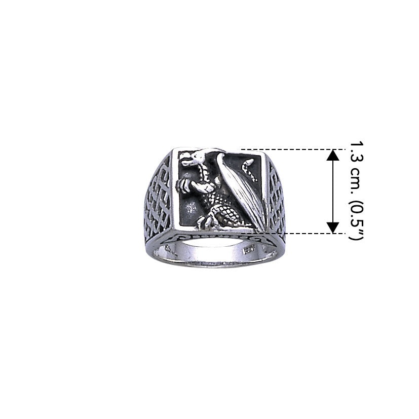 Dragon Square Sterling Silver Ring TR1500