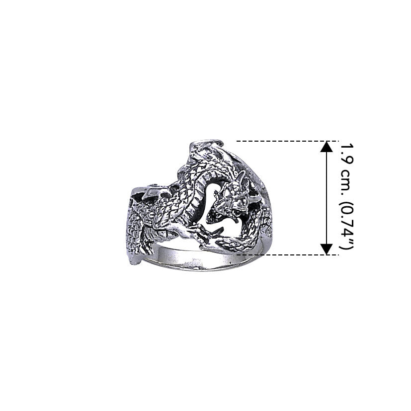 Double Dragon Sterling Silver Ring TR1600