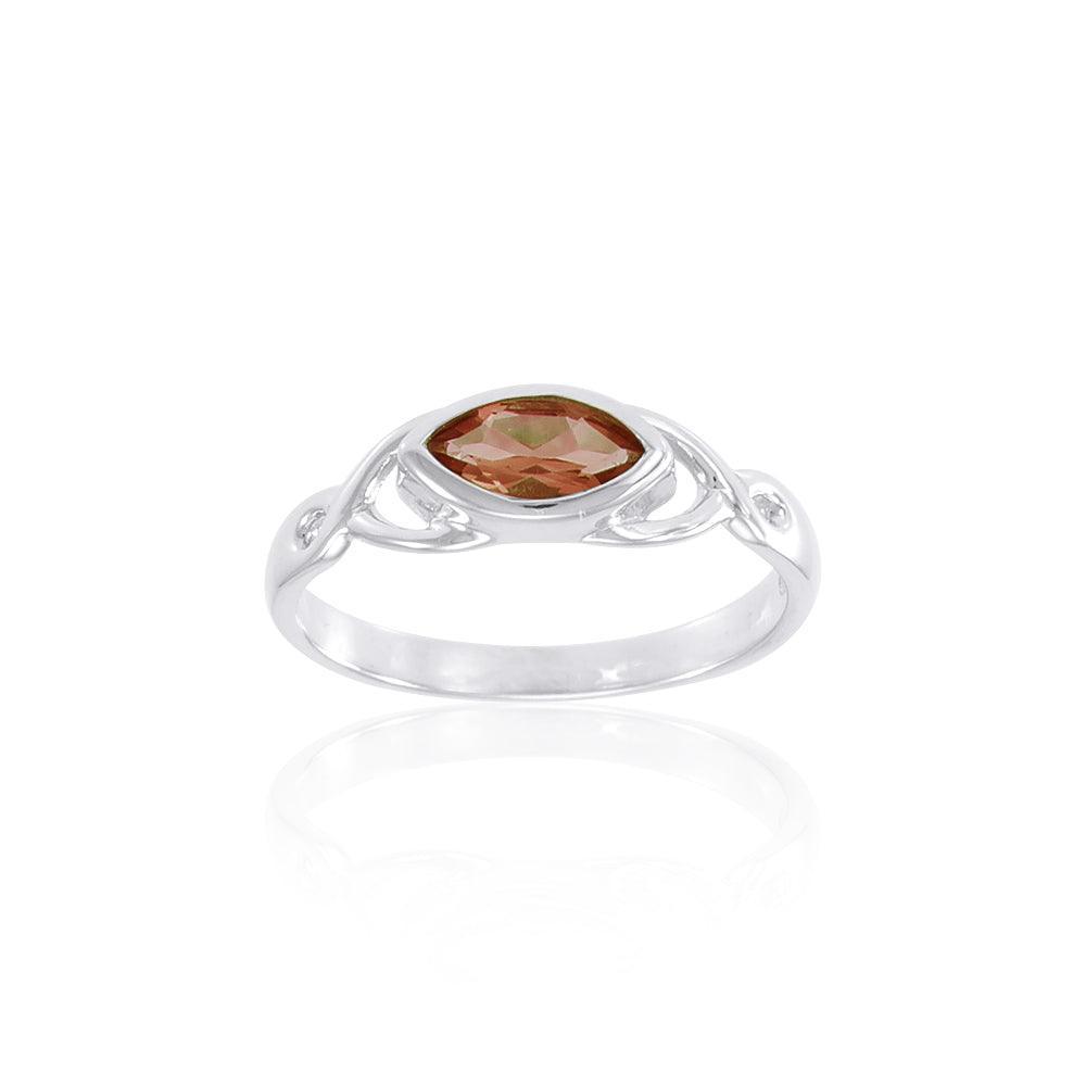 Celtic Knotwork Sterling Silver Ring with Gem TR1623