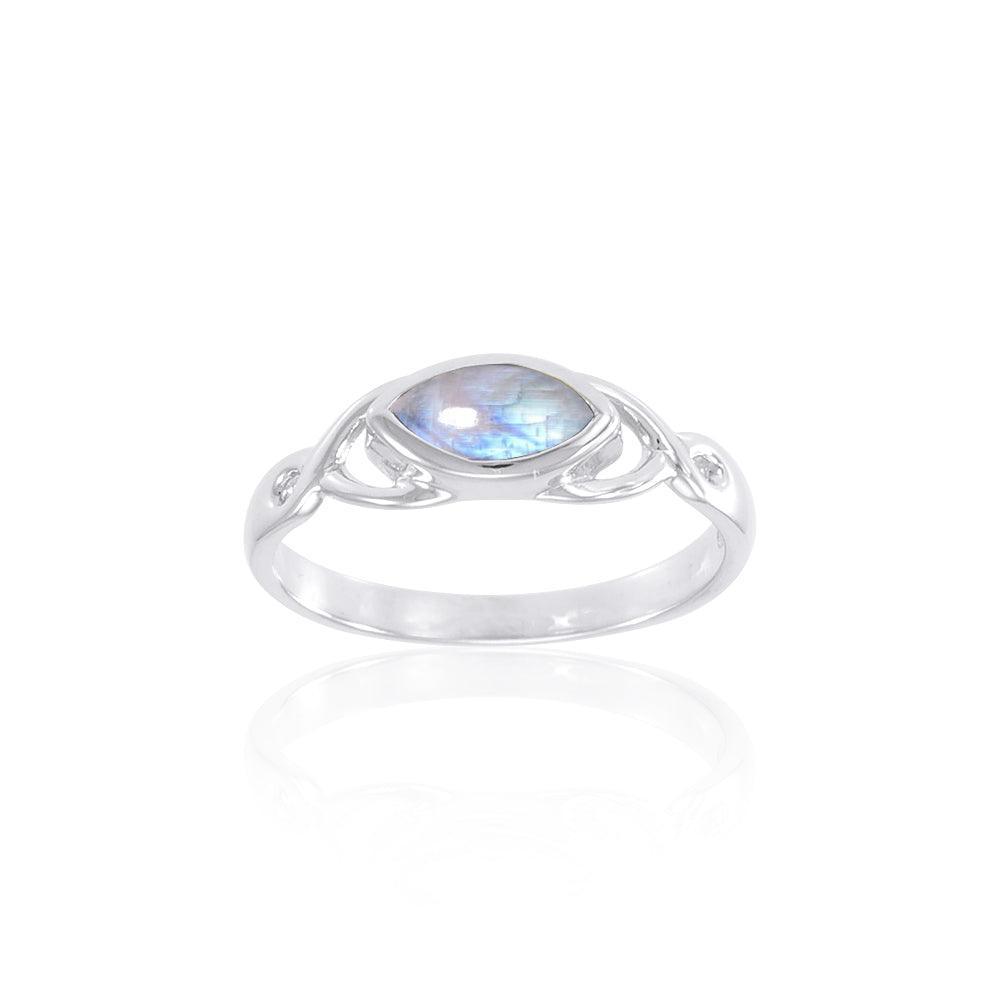 Celtic Knotwork Sterling Silver Ring with Gem TR1623