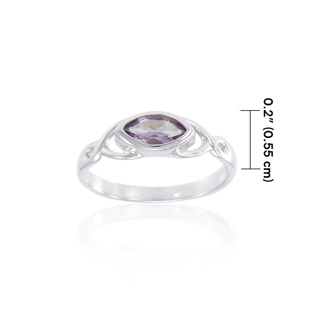 Celtic Knotwork Sterling Silver Ring with Gem TR1623