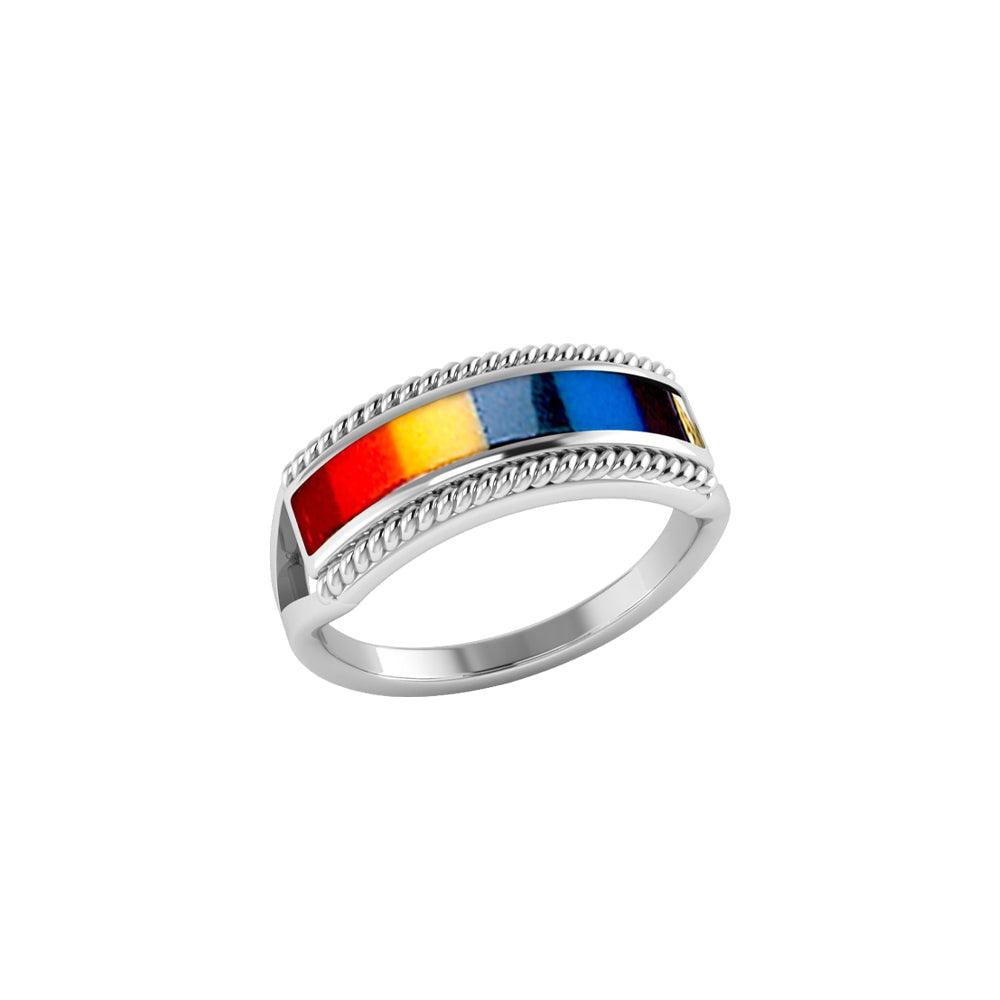 Sterling Silver Ring With Rainbow TR164