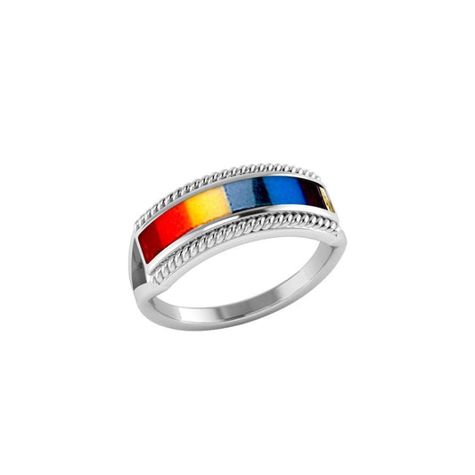 Sterling Silver Ring With Rainbow TR164