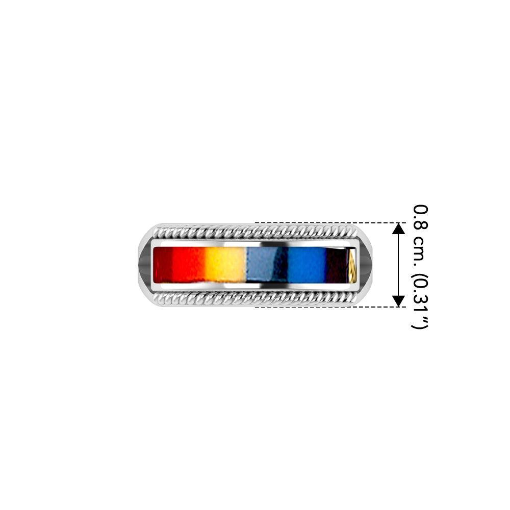 Sterling Silver Ring With Rainbow TR164