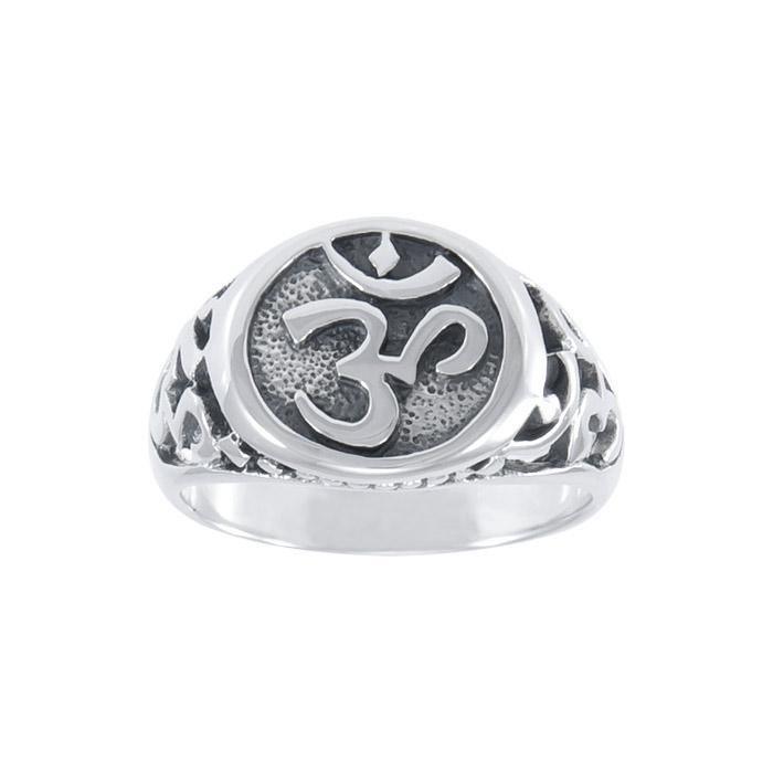 Enliven the sacred sound of OM~ Sterling Silver Jewelry Large Ring TR1658