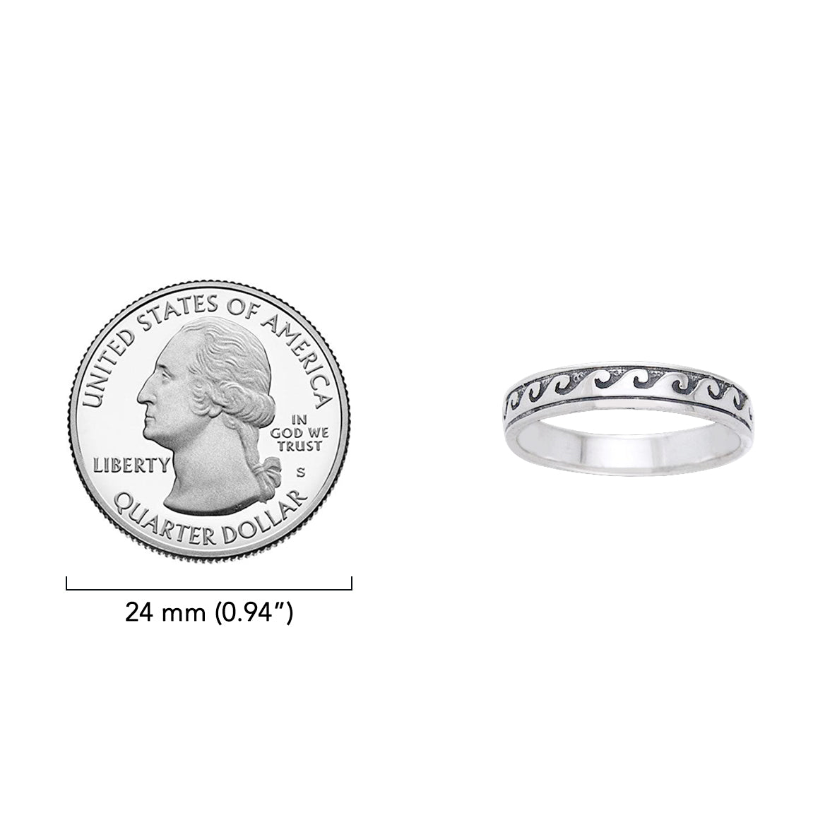 Wave Sterling Silver Band Ring TR1670*