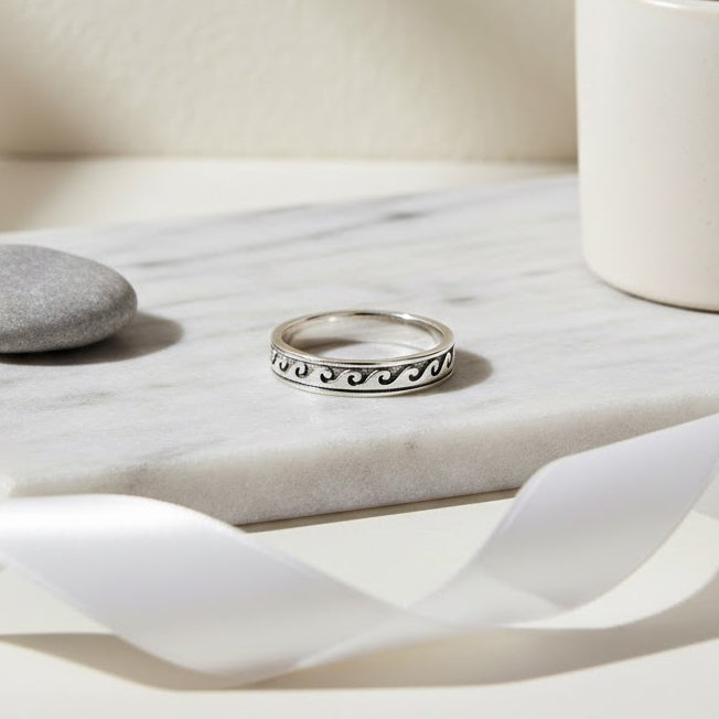 Wave Sterling Silver Band Ring TR1670*