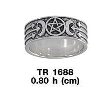 Silver Pentagram Pentacle Ring TR1688