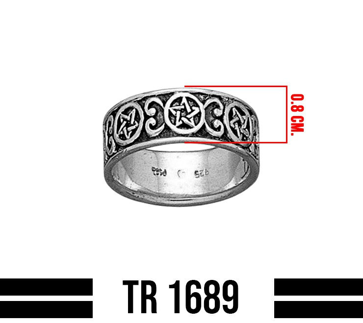 Pentagram Pentacle Sterling Silver Ring TR1689