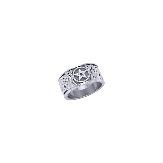 Pentagram Pentacle Sterling Silver Spinner Ring TR1695