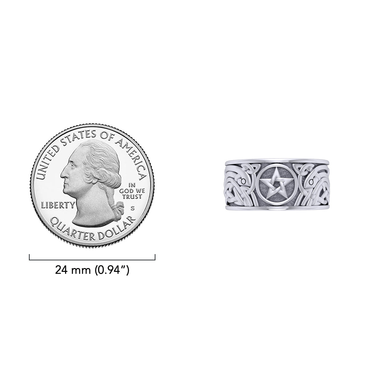 Pentagram Pentacle Sterling Silver Spinner Ring TR1695