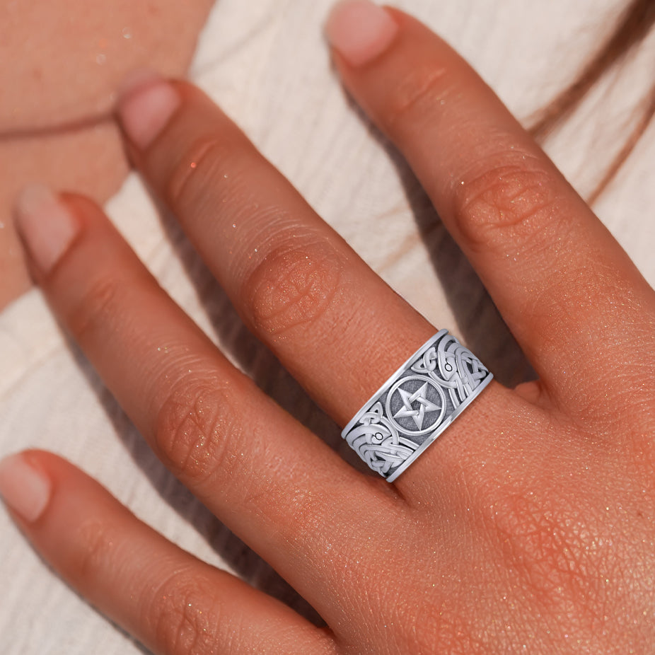 Pentagram Pentacle Sterling Silver Spinner Ring TR1695