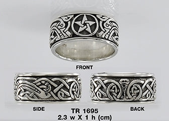 Pentagram Pentacle Sterling Silver Spinner Ring TR1695