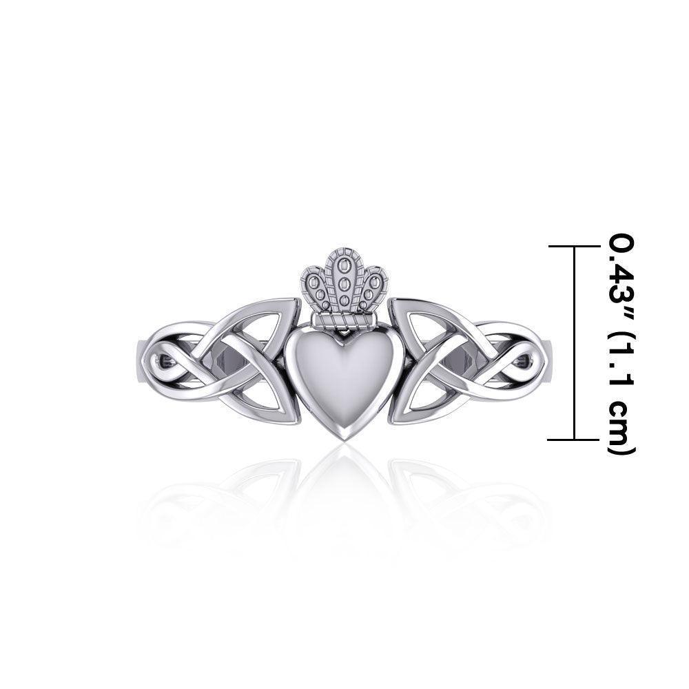 Irish Claddagh & Celtic Knotwork Silver Ring TR1743
