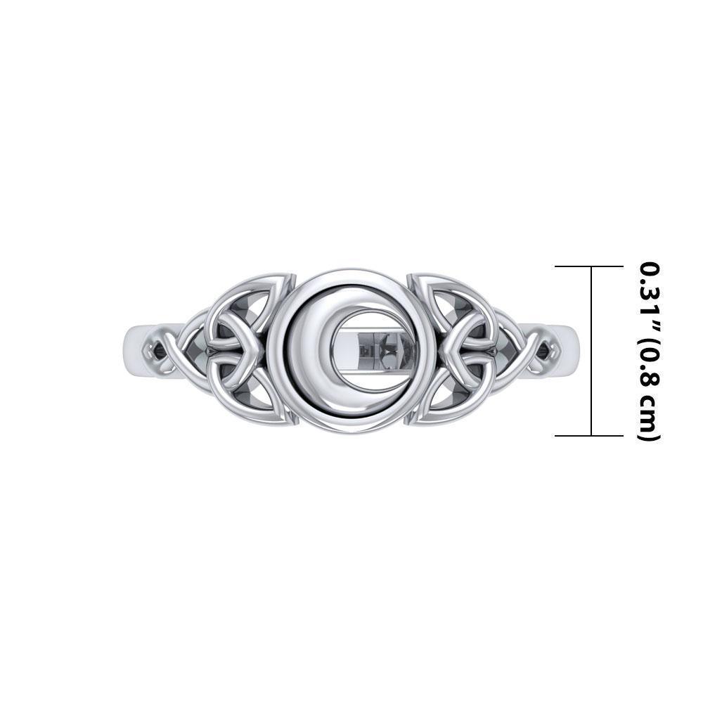 Celtic Crescent Moon Silver Ring TR1746