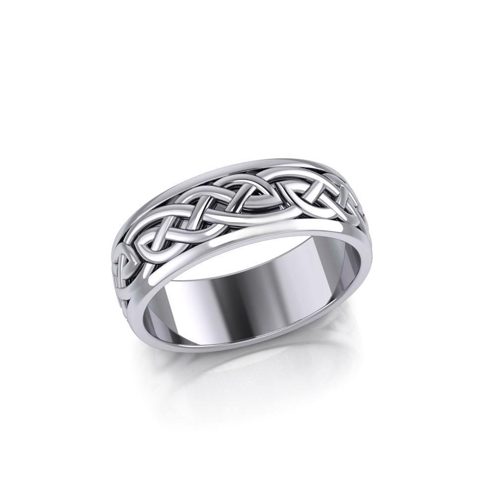 Mirror the Celtic lifetime tradition ~ Celtic Knotwork Sterling Silver Spinner Ring TR1757