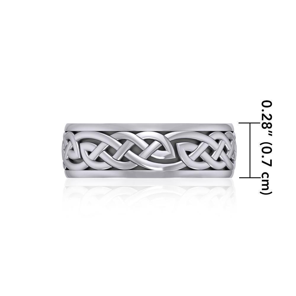 Mirror the Celtic lifetime tradition ~ Celtic Knotwork Sterling Silver Spinner Ring TR1757