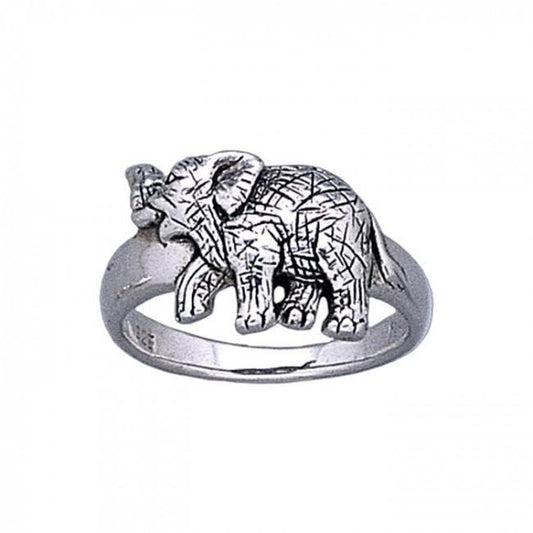 Lone Elephant Silver Ring TR1793