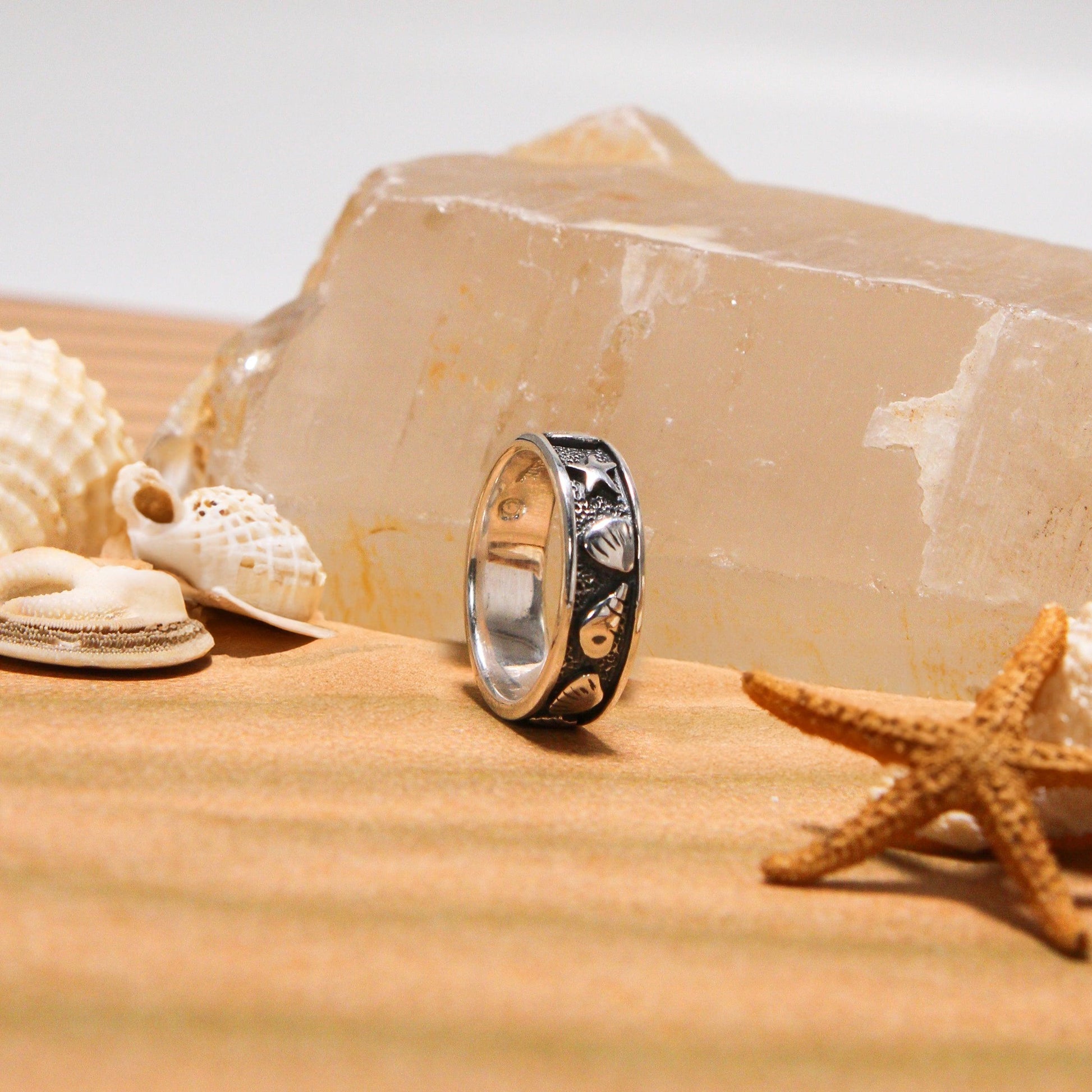 Starfish and Seashell – Hear the sea whispers Ring TR246 - peterstone.dropshipping