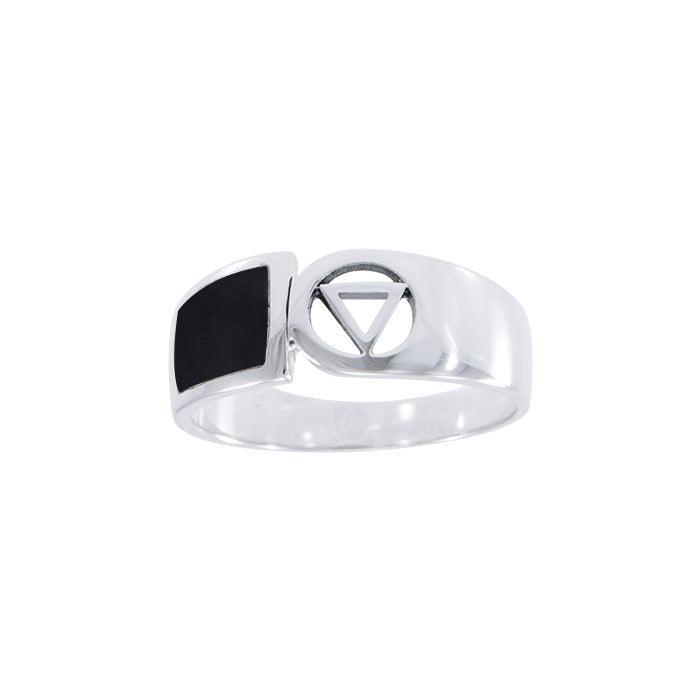 Pride Symbol with Rainbow Color Inlay Silver Ring TR285 - peterstone.dropshipping