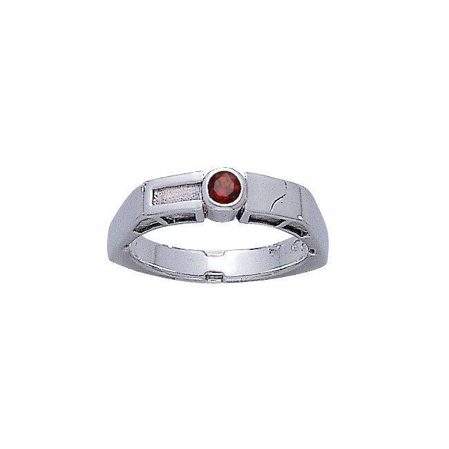Modern Band Ring with Round Gemstone TR3389
