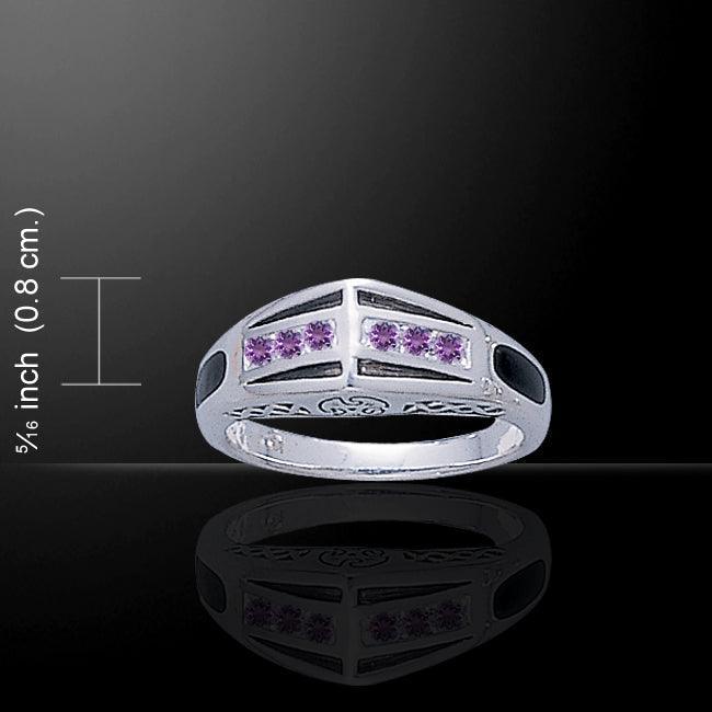 Modern Band Ring with Gemstone and Enamel TR3445