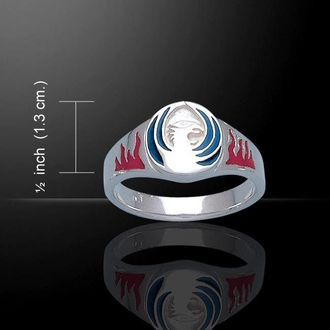Enameled Phoenix Silver Ring TR3592 - Wholesale Jewelry