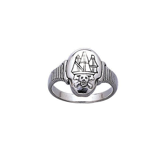Jolly Roger Ship ~ Sterling Silver Ring TR3662