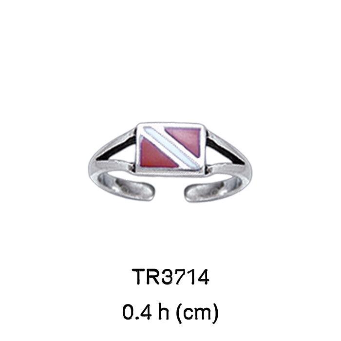 Wear your diving symbol ~ Sterling Silver Jewelry Dive Flag Toe Ring TR3714