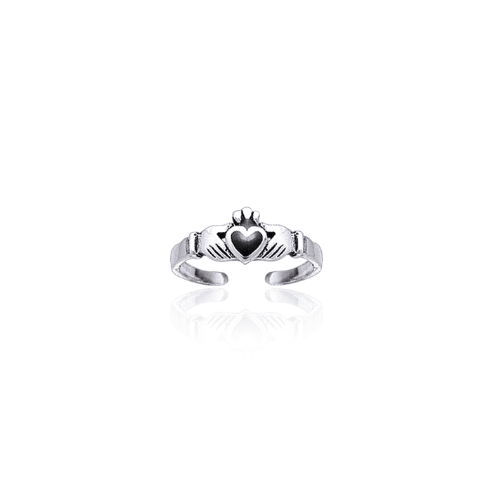 Irish Claddagh Silver Toe Ring with Inlay TR3725