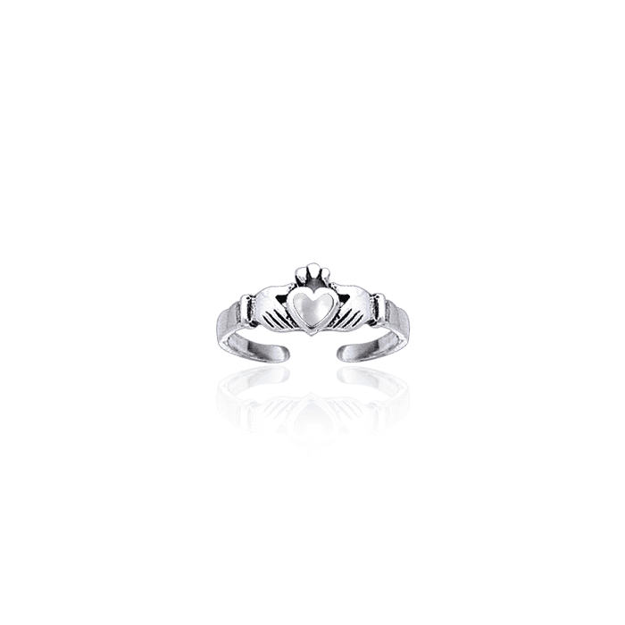 Irish Claddagh Silver Toe Ring with Inlay TR3725