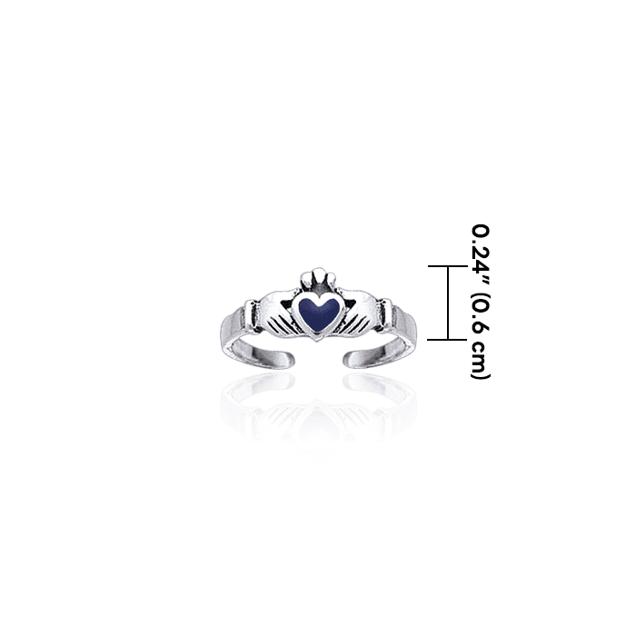 Irish Claddagh Silver Toe Ring with Inlay TR3725