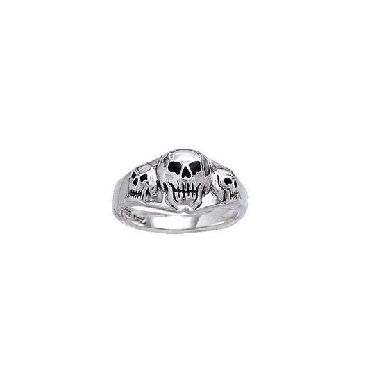 Triple Skull Silver Ring TR3756