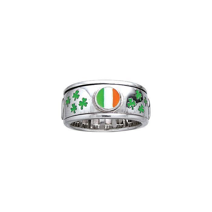 Ireland Flag Shamrock Spinner ring TR3777